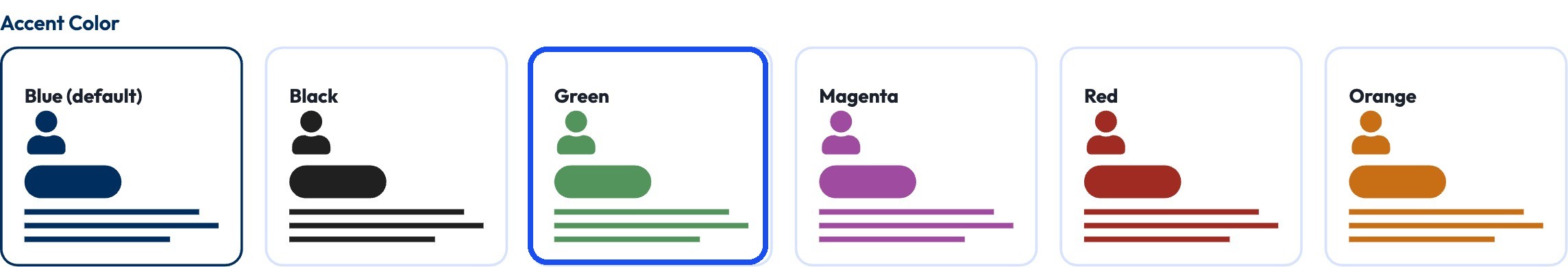 The Accent Color swatches with the Green option highlighted