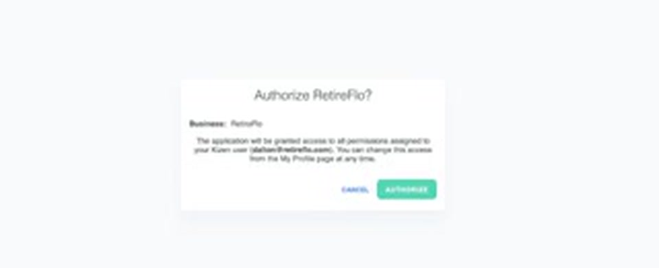The Authorize RetireFlo screen with the Authorize button