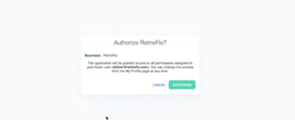 The pop-up asking you to authorize the connection between RetireFlo and Compass