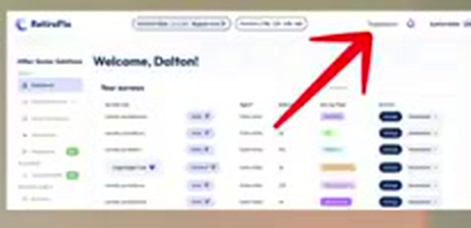 A red arrow pointing to the Troubleshoot button at the top of the RetireFlo dashboard